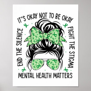 Affiche Santé mentale S Messy Bun Sensibilisation à la san
