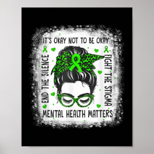 Affiche Santé mentale S Messy Bun Sensibilisation à la san