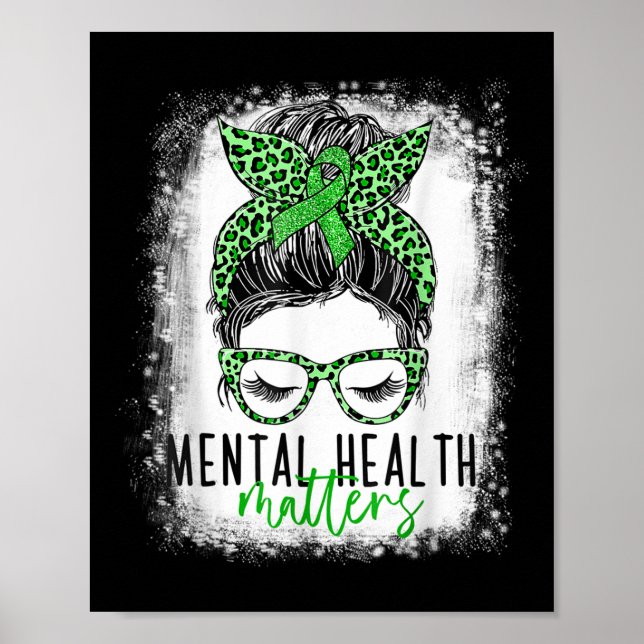 Affiche Santé mentale S Sensibilisation Messy Bun Green Le (Devant)