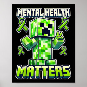 Affiche Santé Mentale S Sensibilisation Vert Pixel Ribon P