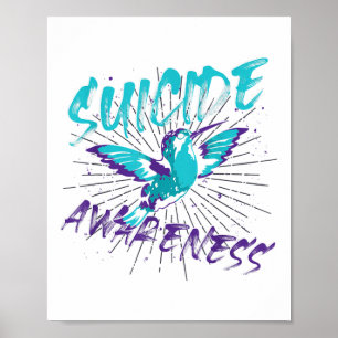 Affiche Santé mentale sarcelle violet colibri prévention d