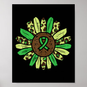 Affiche Santé mentale Tournesol Vert Ribbon Sensibilisatio