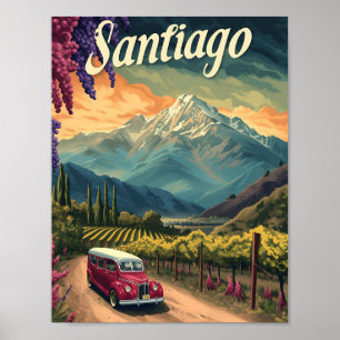 Affiche Santiago Chili Illustration de voyage artistique