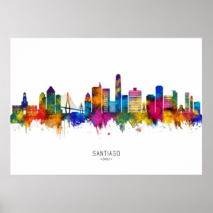 Affiche Santiago Chili Skyline