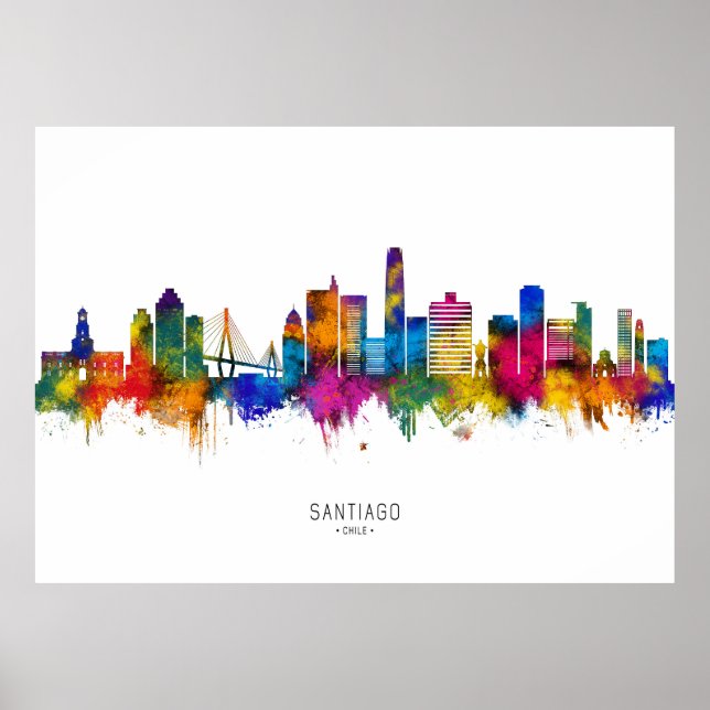 Affiche Santiago Chili Skyline (Devant)