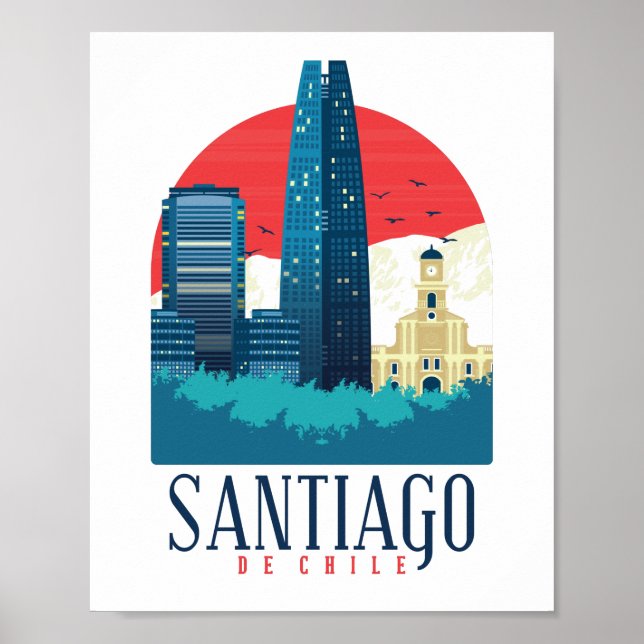 Affiche Santiago de Chile Vintage Skyline (Devant)