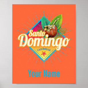 Affiche Santo Domingo Caraïbes République Dominicaine Retr