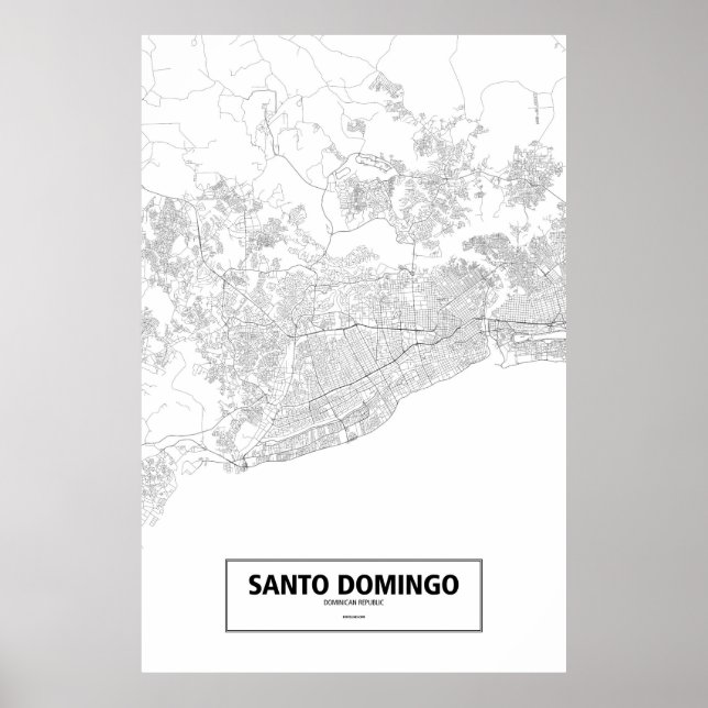Affiche Santo Domingo, République Dominicaine (noir sur bl (Devant)