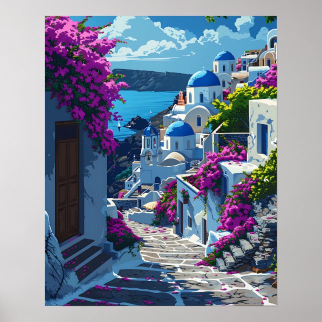 Affiche Santorin en Grèce (Devant)