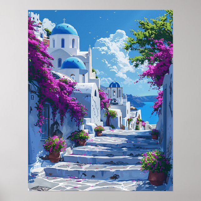 Affiche Santorin en Grèce (Devant)