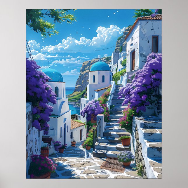 Affiche Santorin en Grèce (Devant)