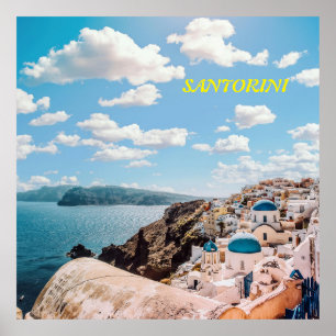 Affiche Santorin, Grèce Beach House