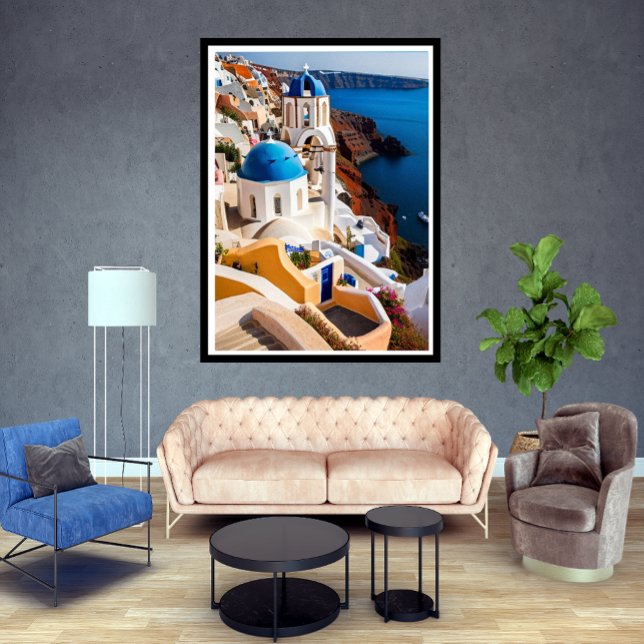 Affiche Santorin Grèce belles maisons de soleil mer (Créateur téléchargé)