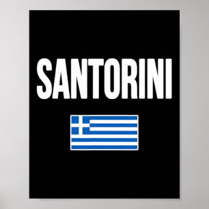 Affiche Santorin Grèce Drapeau Grec Souvenir Vacances 
