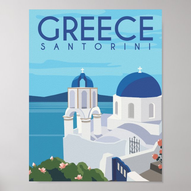 Affiche Santorin Grèce Famous Travel Place Illustration (Devant)