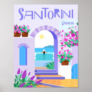 Affiche Santorin Grèce Famous Travel Place Illustration