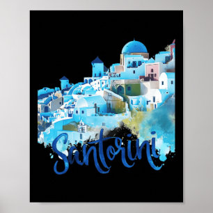 Affiche Santorin Grèce île Aquarelle Souvenir Pittoresque