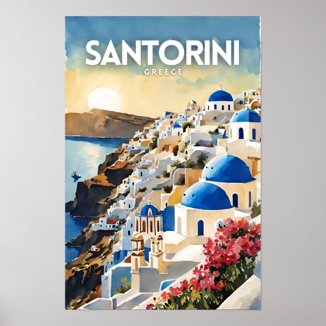 Affiche Santorin Grèce Travel Art (Devant)