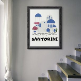 Affiche Santorin Grèce Vintage