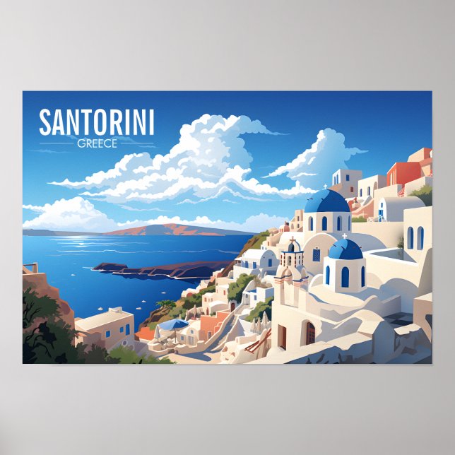 Affiche Santorin Grèce Voyage | L'île grecque | (Devant)