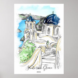 Affiche Santorin Ile Grèce Souvenirs d'été