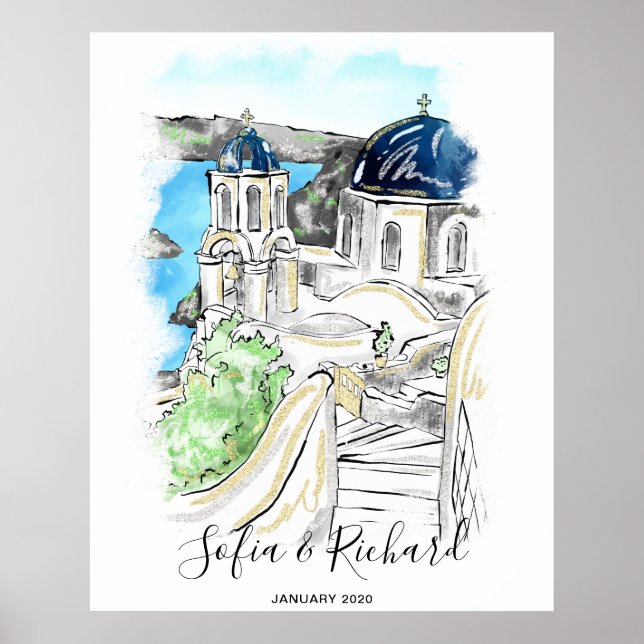 Affiche Santorin Mariage, Fiançailles, Proposition (Devant)