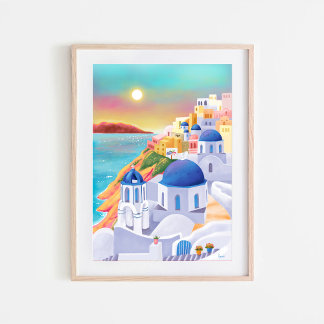 Affiche Santorin Print Greece Art Print Europe Travel