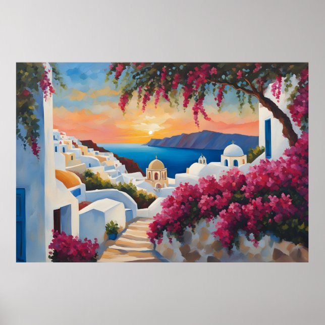 Affiche Santorin Sunset Bliss (Devant)