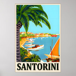 Affiche Santorin Thera Egée Mer Méditerranée Voyage
