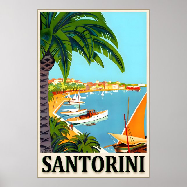Affiche Santorin Thera Egée Mer Méditerranée Voyage (Devant)