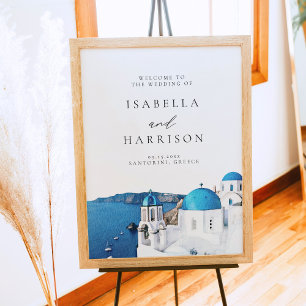 Affiche SANTORINI GRÈCE Destination Mariage Bienvenue