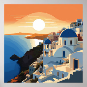 AFFICHE SANTORINI GRÈCE N° 1