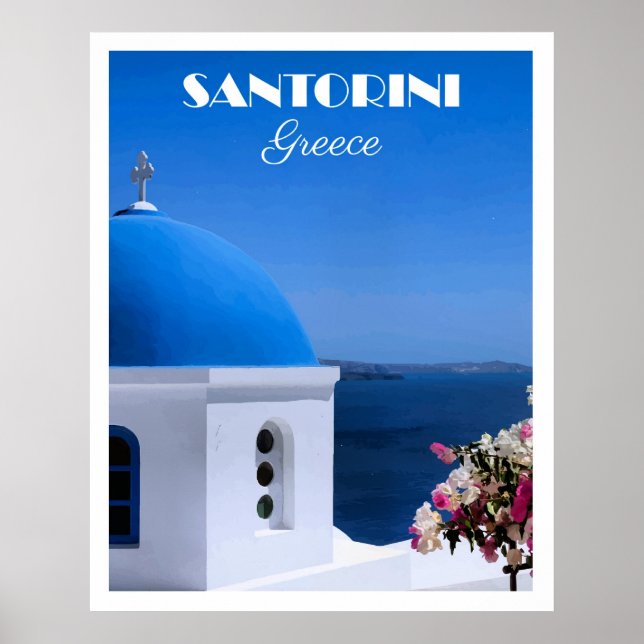 Affiche Santorini, Greece travel poster,  (Devant)