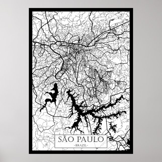 Affiche São Paulo Brazil Map (Devant)