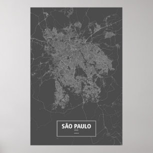 Affiche Sao Paulo, Brazil (white on black)