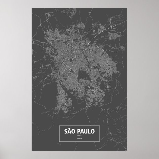 Affiche Sao Paulo, Brazil (white on black) (Devant)