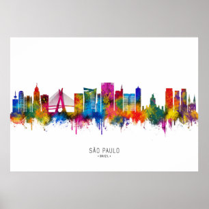 Affiche São Paulo Brésil Skyline