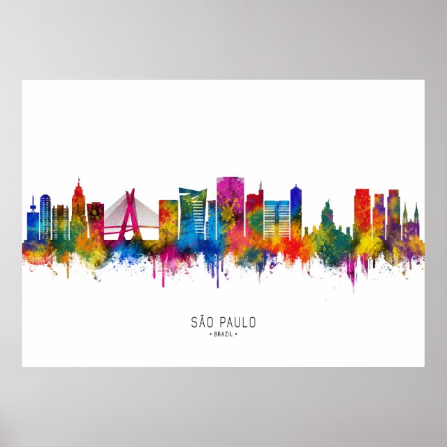 Affiche São Paulo Brésil Skyline (Devant)