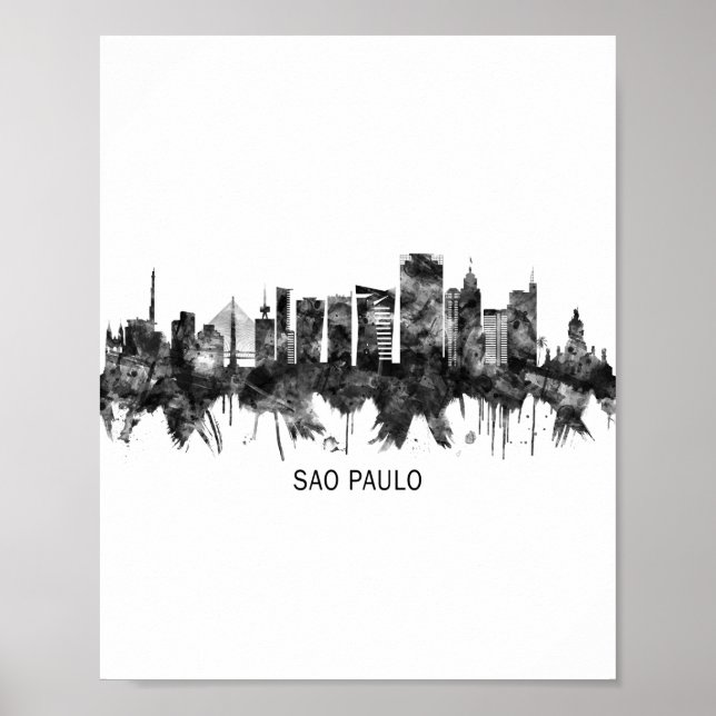 Affiche Sao Paulo Brésil Skyline BW (Devant)