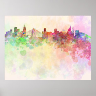 Affiche Sao Paulo skyline in background watercolor