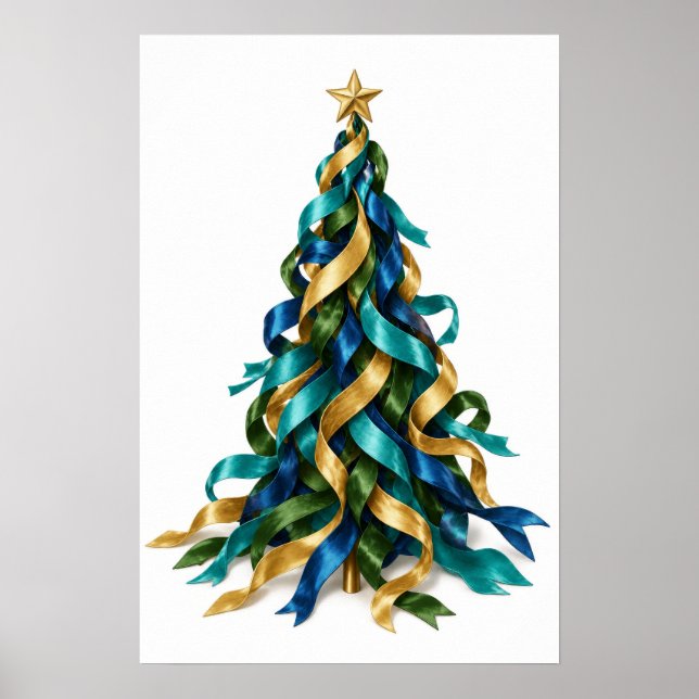 Affiche Sapin de Noël avec Rubans (Devant)