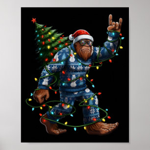 Affiche Sapin de Noël Bigfoot Sasquatch Chapeau de Père No