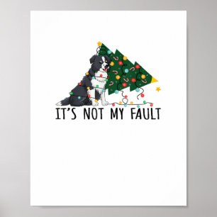Affiche Sapin de Noël Ce n'est pas ma faute Border Collie 