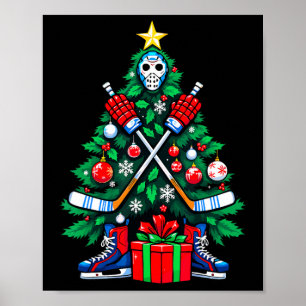 Affiche Sapin de Noël de hockey Xmas Nouvel An Joueur de h