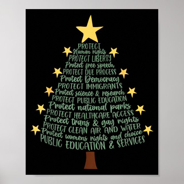 Affiche Sapin de Noël drôle anti Trump subtil (Devant)
