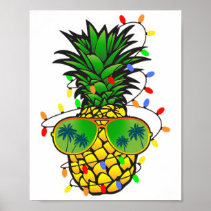 Affiche Sapin de Noël Drôle de Ananas Noël d'Été en Juille