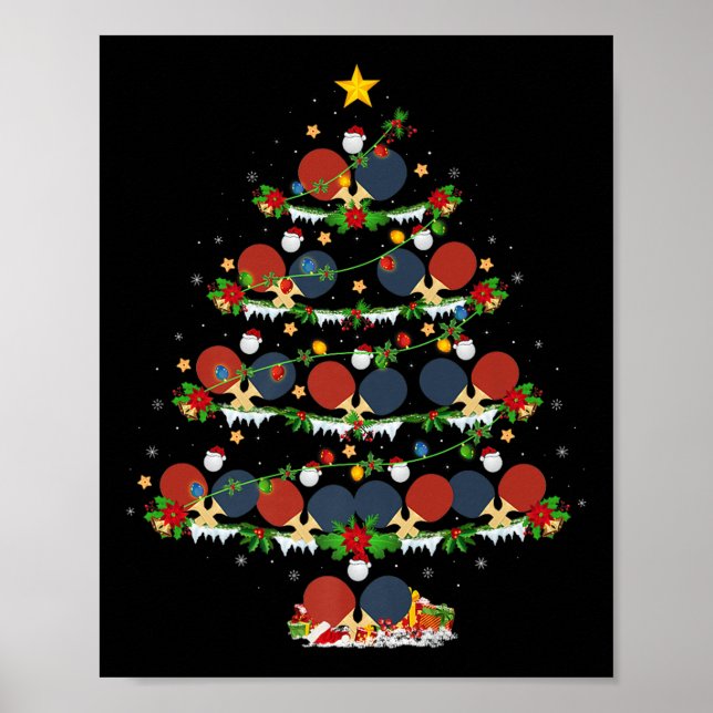 Affiche Sapin de Noël Éclairages Tennis de Table Srts Joue (Devant)