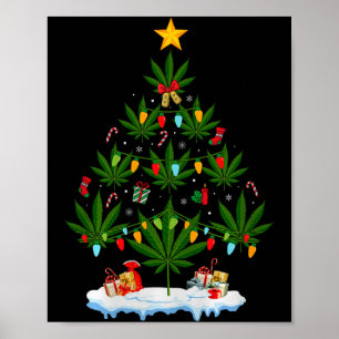 Affiche Sapin de Noël en feuille Herbe Fumeur Noël Premium