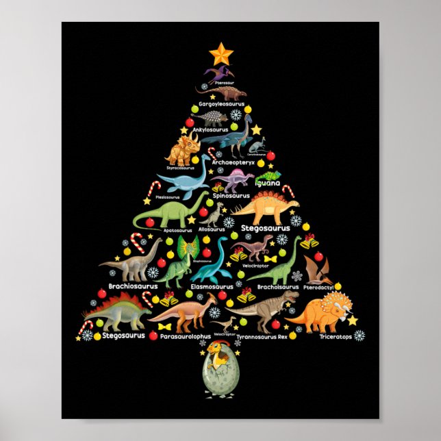 Affiche Sapin de Noël Fanny Dinosaure Cadeaux de Noël Dino (Devant)