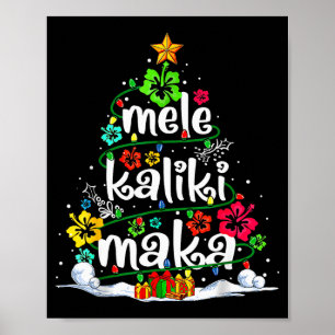 Affiche Sapin de Noël Floral Hawaïen Mele Kalikimaka Tro